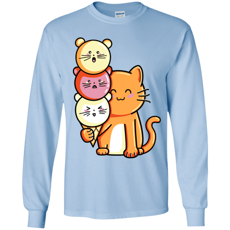 T-Shirts Light Blue / YS Cat and Micecream Youth Long Sleeve T-Shirt