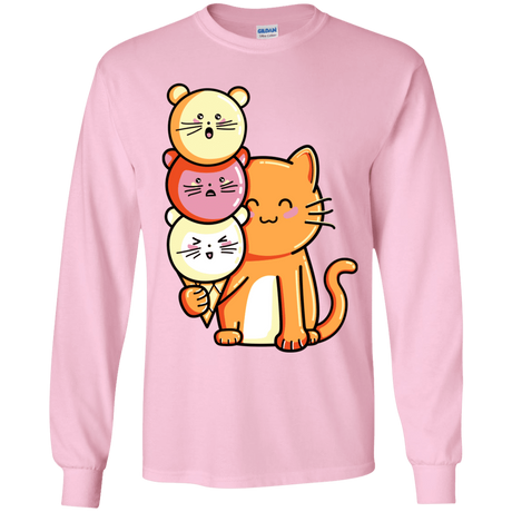 T-Shirts Light Pink / YS Cat and Micecream Youth Long Sleeve T-Shirt