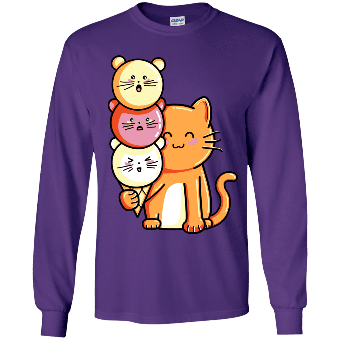 T-Shirts Purple / YS Cat and Micecream Youth Long Sleeve T-Shirt