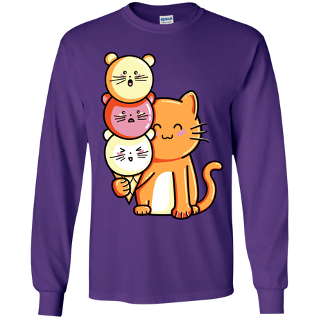 T-Shirts Purple / YS Cat and Micecream Youth Long Sleeve T-Shirt