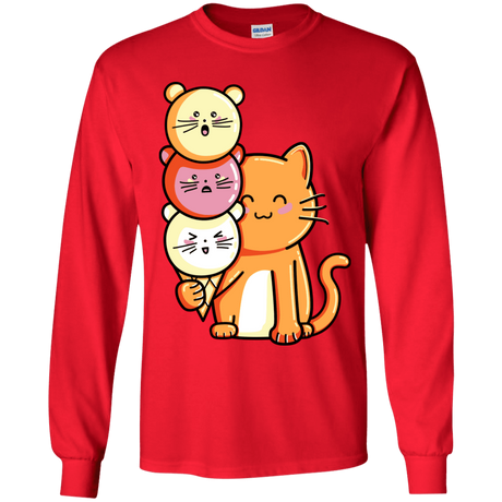 T-Shirts Red / YS Cat and Micecream Youth Long Sleeve T-Shirt