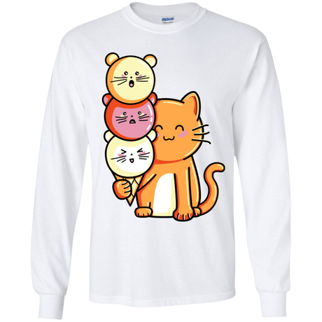 T-Shirts White / YS Cat and Micecream Youth Long Sleeve T-Shirt