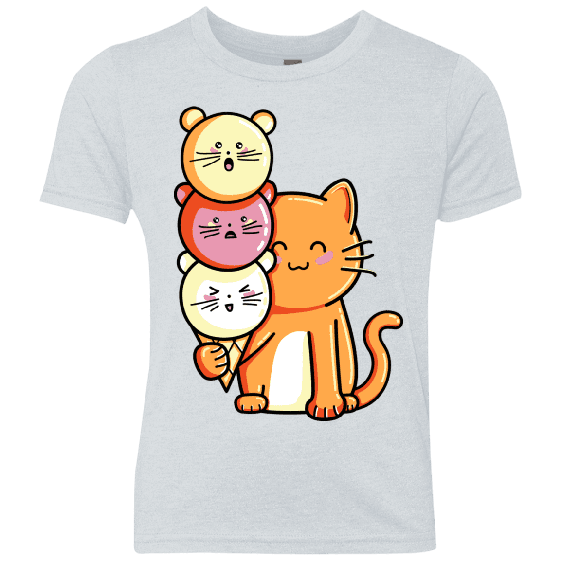T-Shirts Heather White / YXS Cat and Micecream Youth Triblend T-Shirt