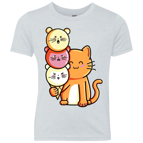 T-Shirts Heather White / YXS Cat and Micecream Youth Triblend T-Shirt