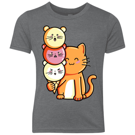 T-Shirts Premium Heather / YXS Cat and Micecream Youth Triblend T-Shirt
