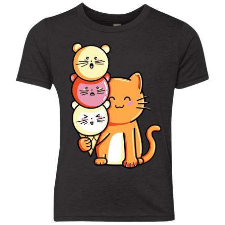 T-Shirts Vintage Black / YXS Cat and Micecream Youth Triblend T-Shirt
