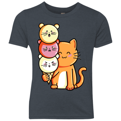 T-Shirts Vintage Navy / YXS Cat and Micecream Youth Triblend T-Shirt
