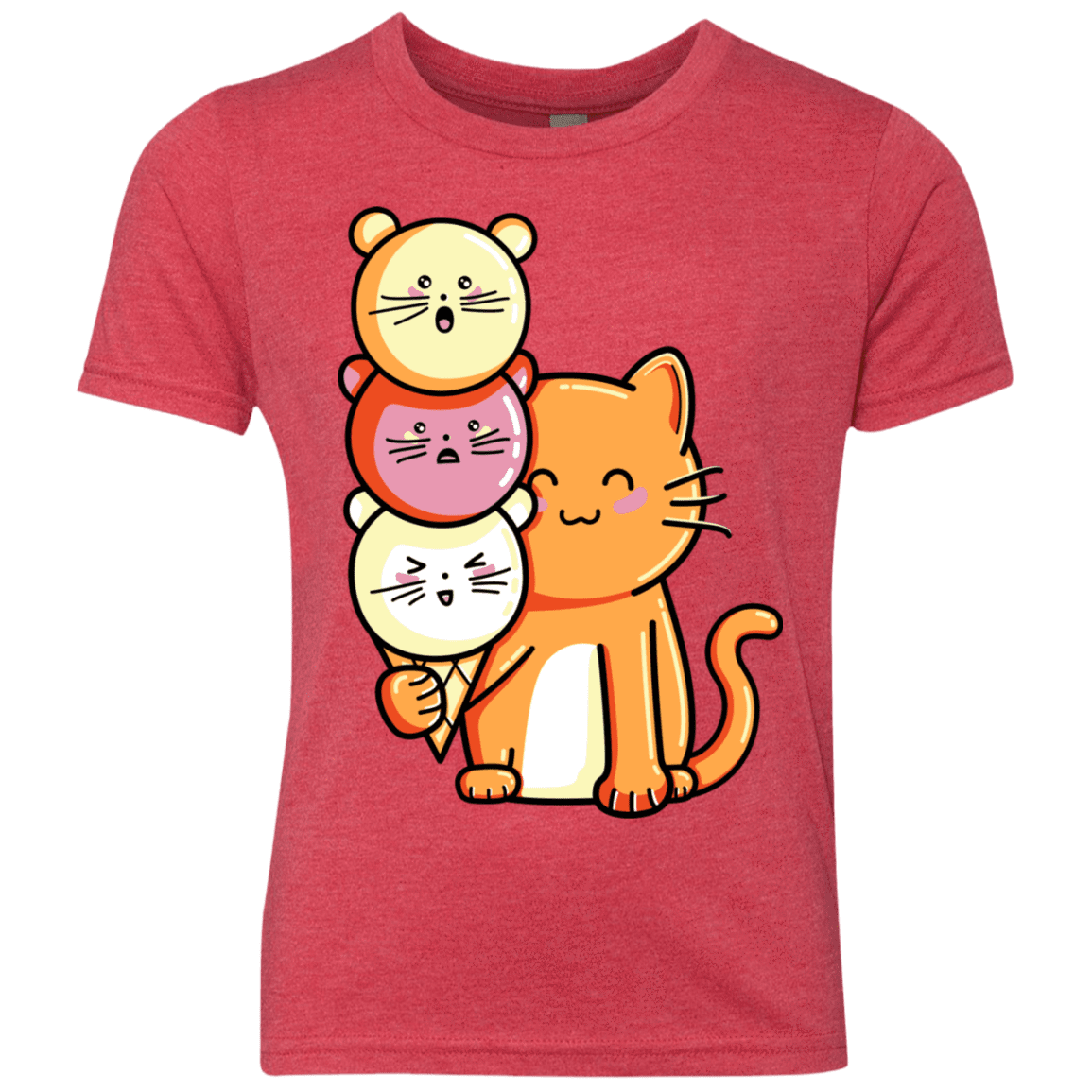 T-Shirts Vintage Red / YXS Cat and Micecream Youth Triblend T-Shirt