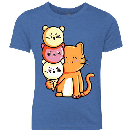 T-Shirts Vintage Royal / YXS Cat and Micecream Youth Triblend T-Shirt