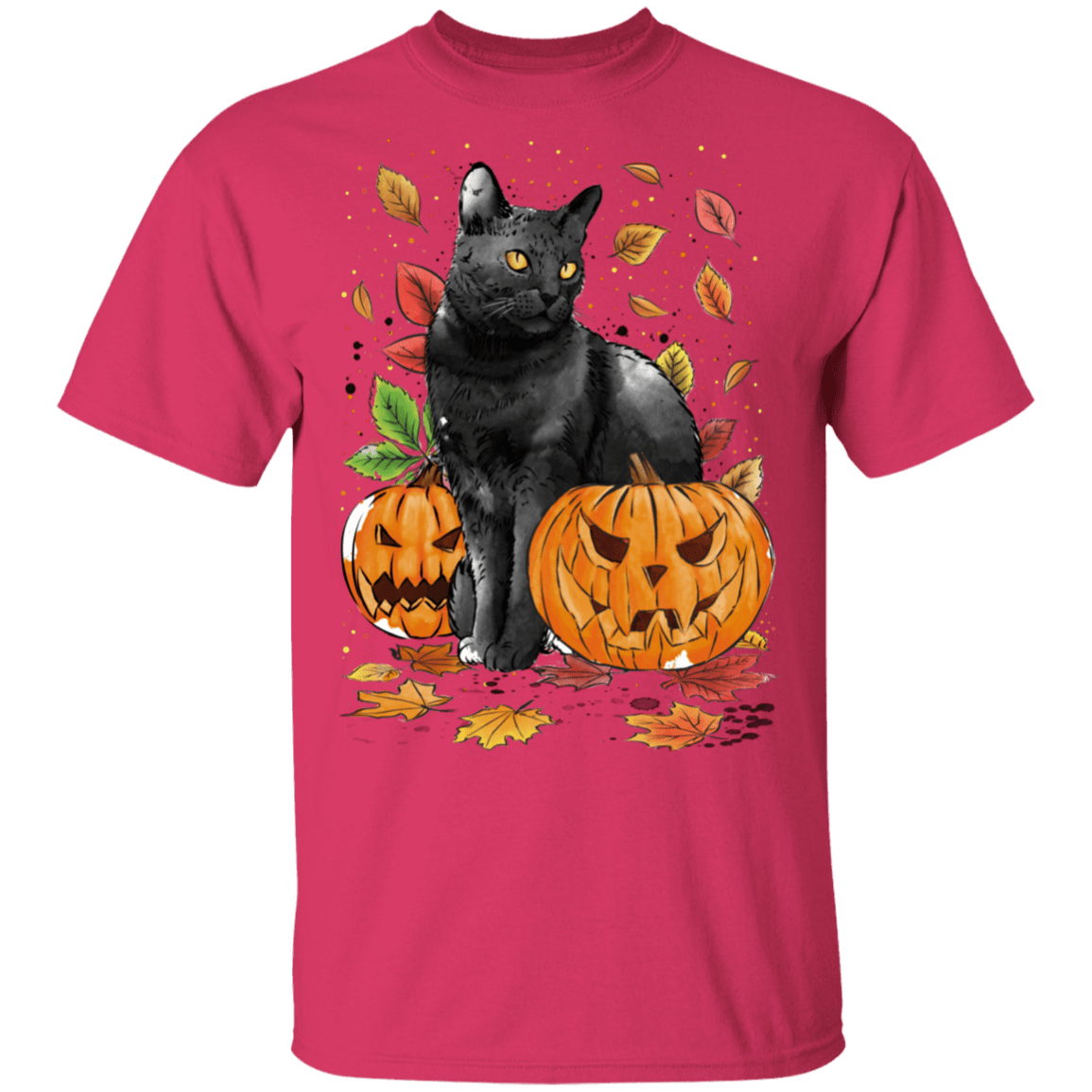 T-Shirts Heliconia / S Cat Leaves and Pumpkins T-Shirt