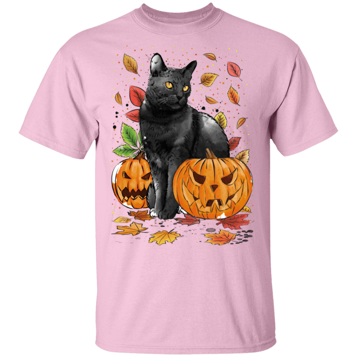 T-Shirts Light Pink / S Cat Leaves and Pumpkins T-Shirt