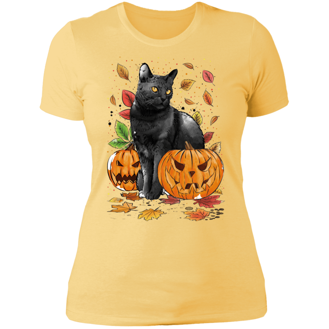 T-Shirts Banana Cream/ / S Cat Leaves and Pumpkins Women's Premium T-Shirt