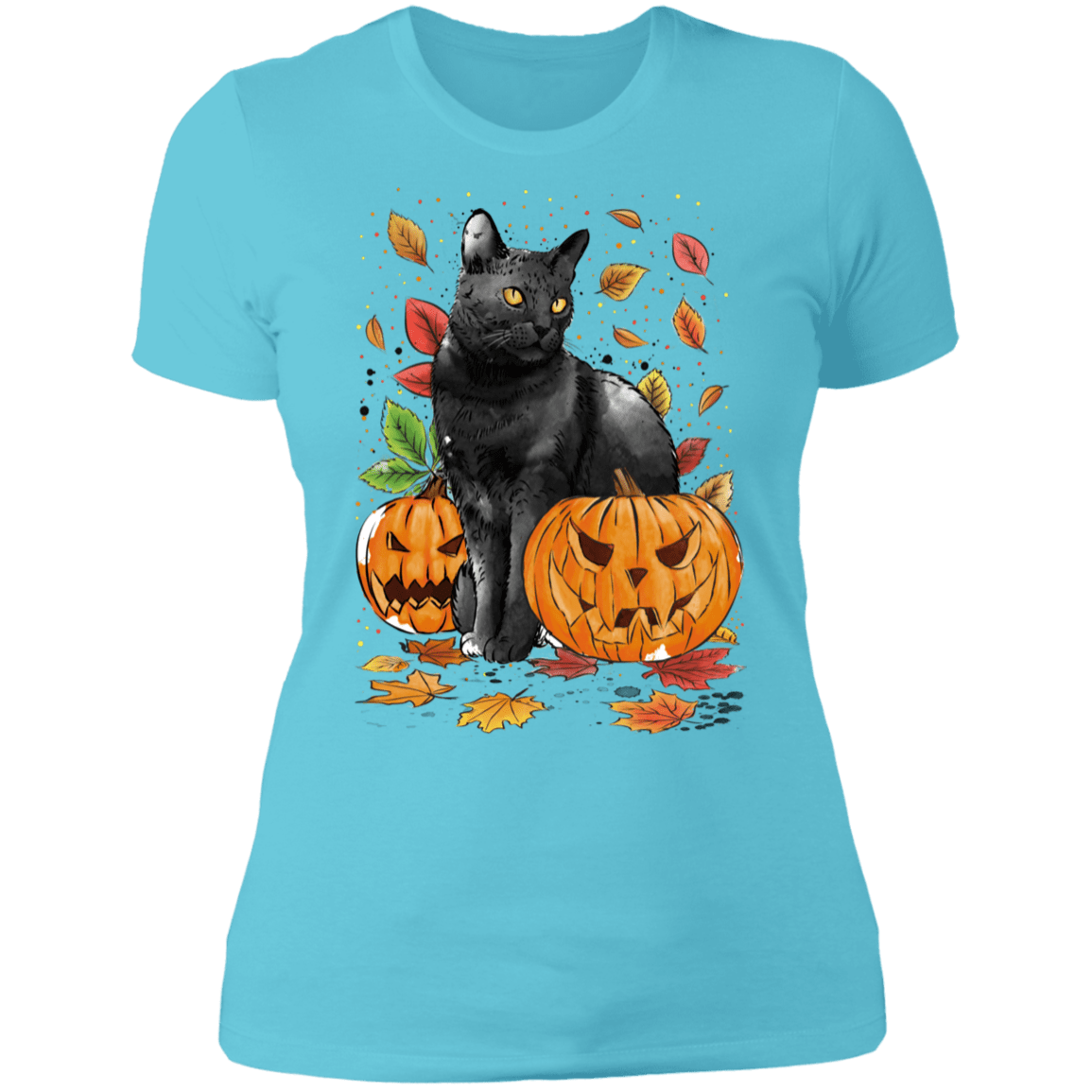 T-Shirts Cancun / S Cat Leaves and Pumpkins Women's Premium T-Shirt