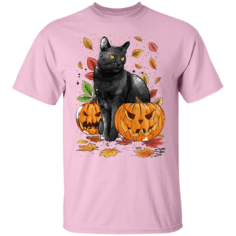 T-Shirts Light Pink / YXS Cat Leaves and Pumpkins Youth T-Shirt