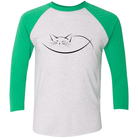 T-Shirts Heather White/Envy / X-Small Cat Nap Men's Triblend 3/4 Sleeve