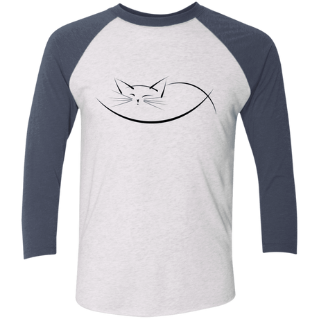 T-Shirts Heather White/Indigo / X-Small Cat Nap Men's Triblend 3/4 Sleeve