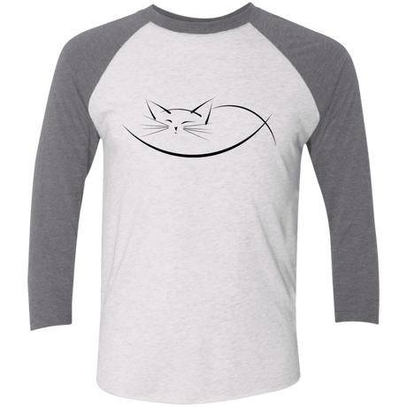 T-Shirts Heather White/Premium Heather / X-Small Cat Nap Men's Triblend 3/4 Sleeve