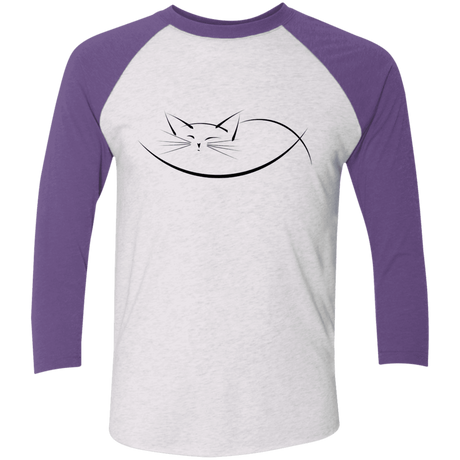 T-Shirts Heather White/Purple Rush / X-Small Cat Nap Men's Triblend 3/4 Sleeve