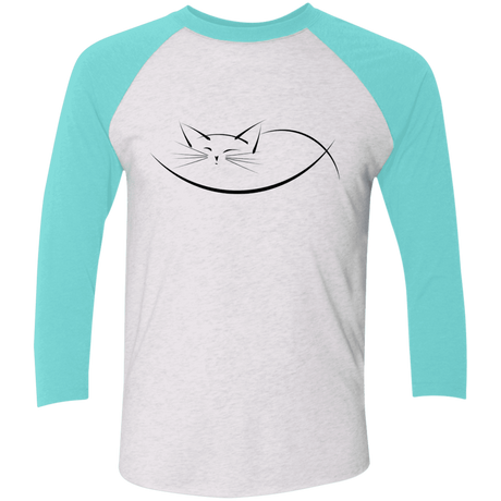 T-Shirts Heather White/Tahiti Blue / X-Small Cat Nap Men's Triblend 3/4 Sleeve