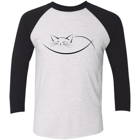 T-Shirts Heather White/Vintage Black / X-Small Cat Nap Men's Triblend 3/4 Sleeve