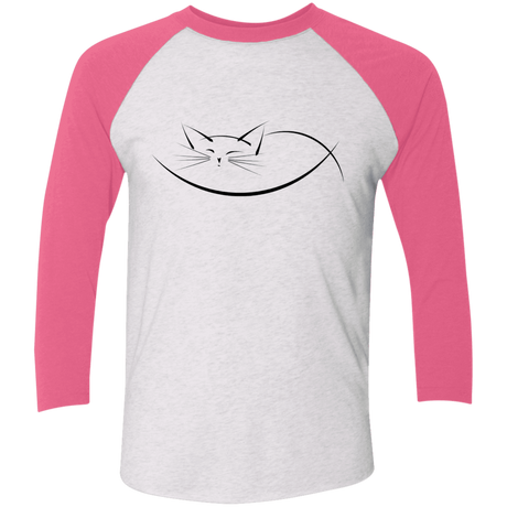 T-Shirts Heather White/Vintage Pink / X-Small Cat Nap Men's Triblend 3/4 Sleeve
