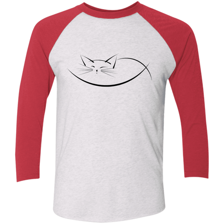 T-Shirts Heather White/Vintage Red / X-Small Cat Nap Men's Triblend 3/4 Sleeve