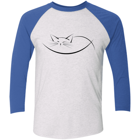 T-Shirts Heather White/Vintage Royal / X-Small Cat Nap Men's Triblend 3/4 Sleeve