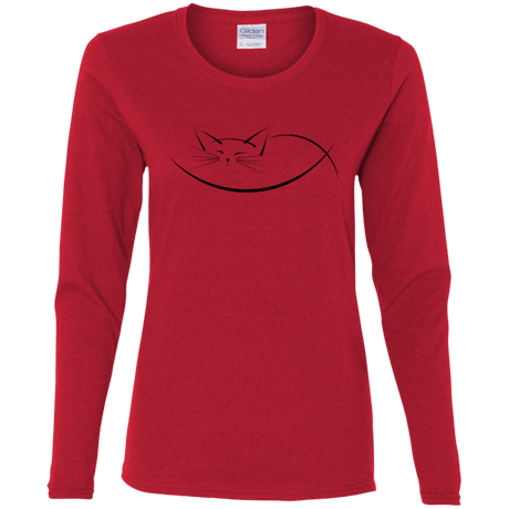 T-Shirts Red / S Cat Nap Women's Long Sleeve T-Shirt