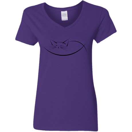 T-Shirts Purple / S Cat Nap Women's V-Neck T-Shirt