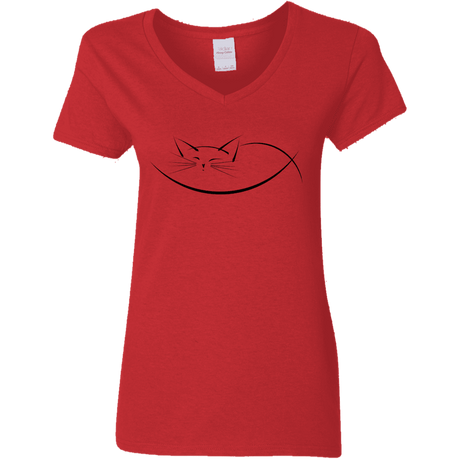 T-Shirts Red / S Cat Nap Women's V-Neck T-Shirt