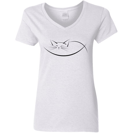 T-Shirts White / S Cat Nap Women's V-Neck T-Shirt