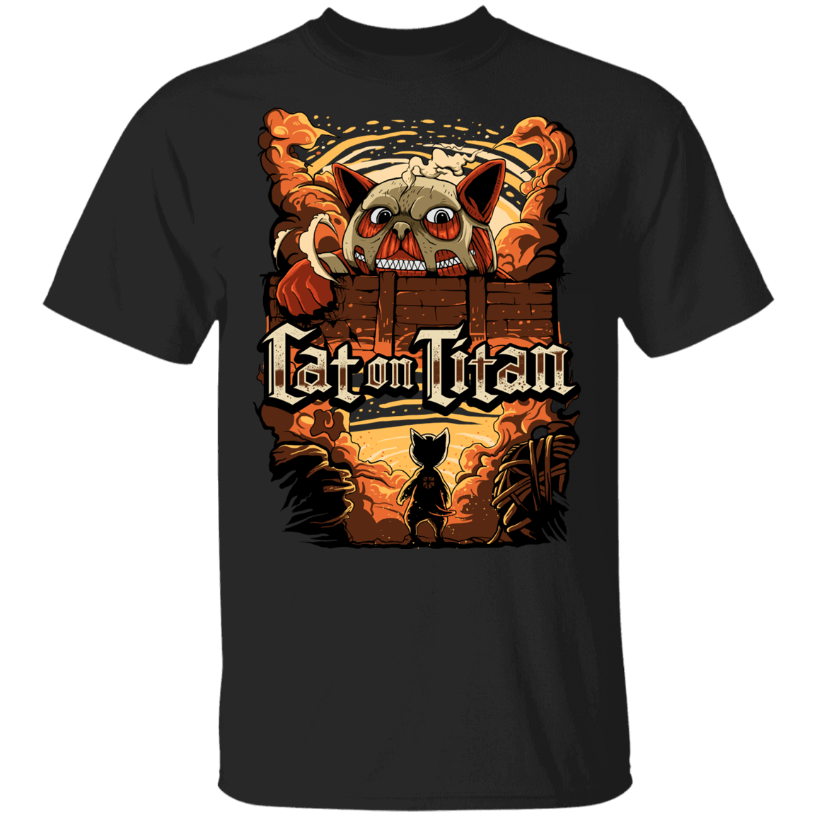 T-Shirts Black / YXS Cat on Tittan Youth T-Shirt