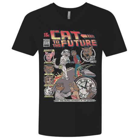 T-Shirts Black / X-Small CAT TO THE FUTURE Men's Premium V-Neck