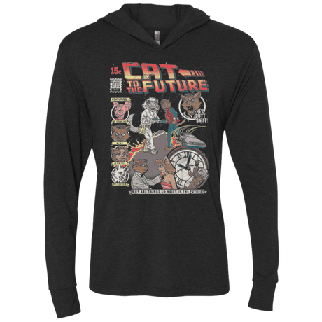 T-Shirts Vintage Black / X-Small CAT TO THE FUTURE Triblend Long Sleeve Hoodie Tee