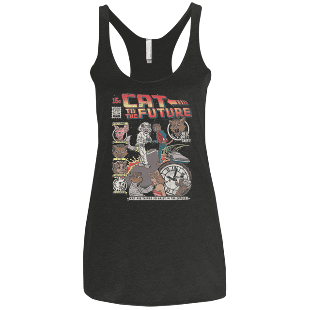 T-Shirts Vintage Black / X-Small CAT TO THE FUTURE Women's Triblend Racerback Tank