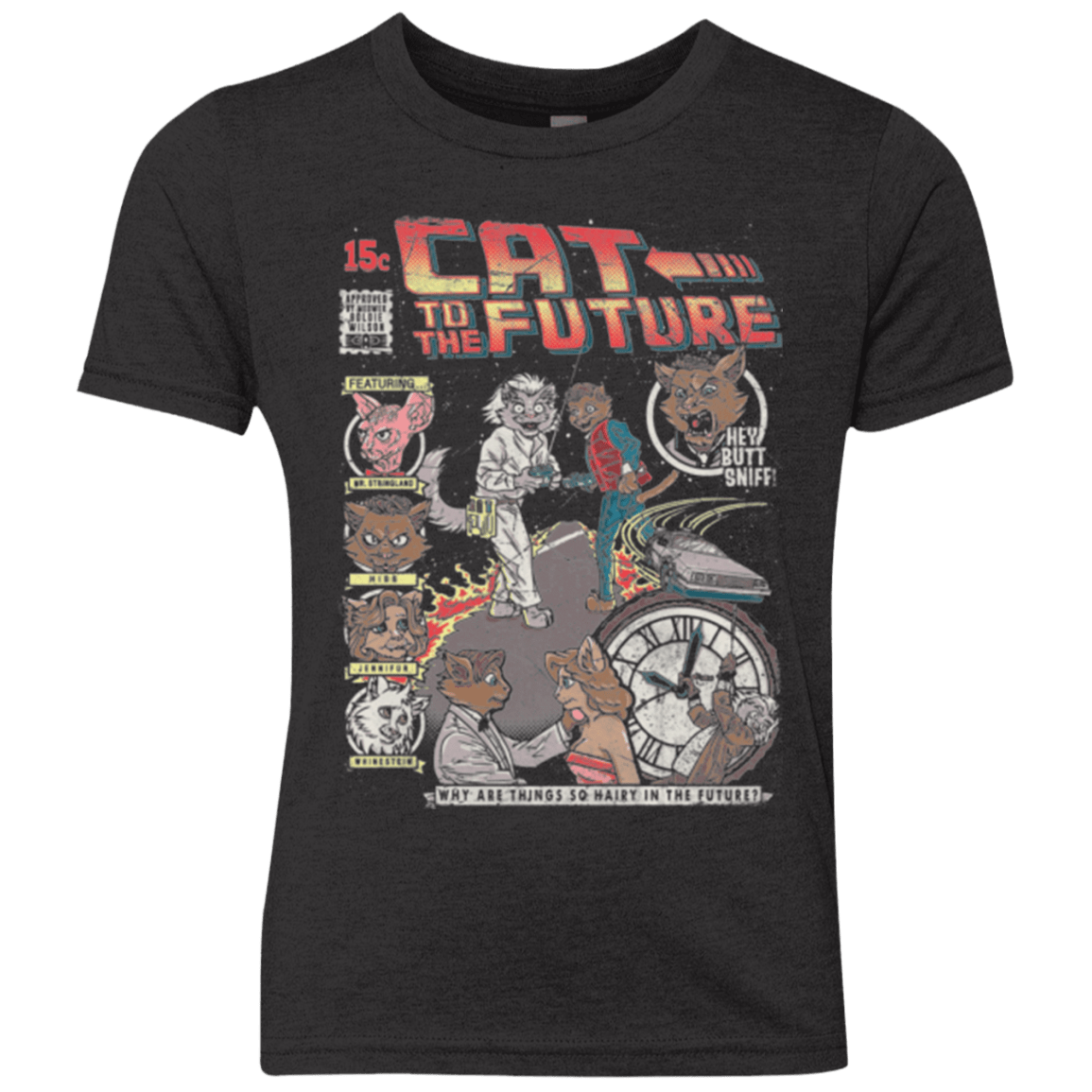 T-Shirts Vintage Black / YXS CAT TO THE FUTURE Youth Triblend T-Shirt