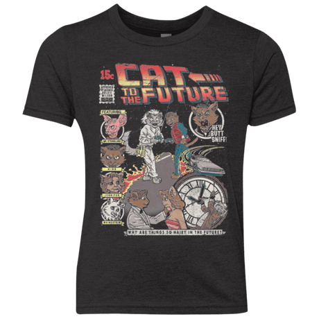 T-Shirts Vintage Black / YXS CAT TO THE FUTURE Youth Triblend T-Shirt