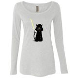 T-Shirts Heather White / S Cat Vader Women's Triblend Long Sleeve Shirt