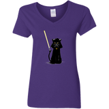 T-Shirts Purple / S Cat Vader Women's V-Neck T-Shirt