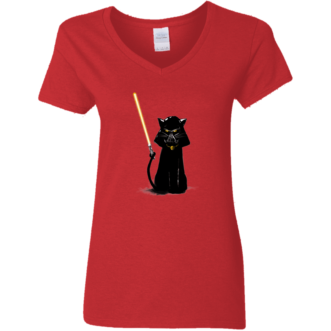 T-Shirts Red / S Cat Vader Women's V-Neck T-Shirt