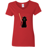 T-Shirts Red / S Cat Vader Women's V-Neck T-Shirt