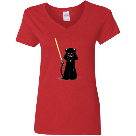 T-Shirts Red / S Cat Vader Women's V-Neck T-Shirt