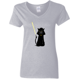 T-Shirts Sport Grey / S Cat Vader Women's V-Neck T-Shirt