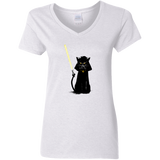 T-Shirts White / S Cat Vader Women's V-Neck T-Shirt