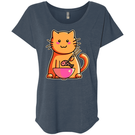 T-Shirts Indigo / X-Small Cats Favourite Meal Triblend Dolman Sleeve