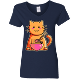 T-Shirts Navy / S Cats Favourite Meal Women's V-Neck T-Shirt