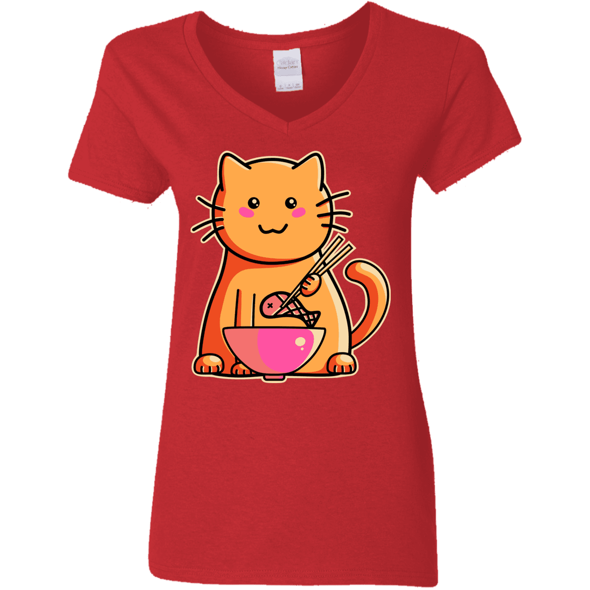 T-Shirts Red / S Cats Favourite Meal Women's V-Neck T-Shirt