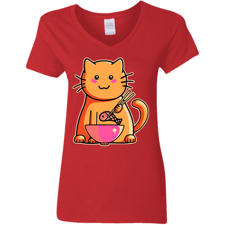 T-Shirts Red / S Cats Favourite Meal Women's V-Neck T-Shirt