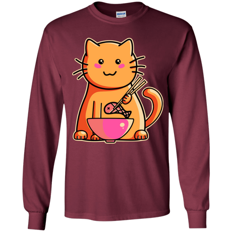 T-Shirts Maroon / YS Cats Favourite Meal Youth Long Sleeve T-Shirt