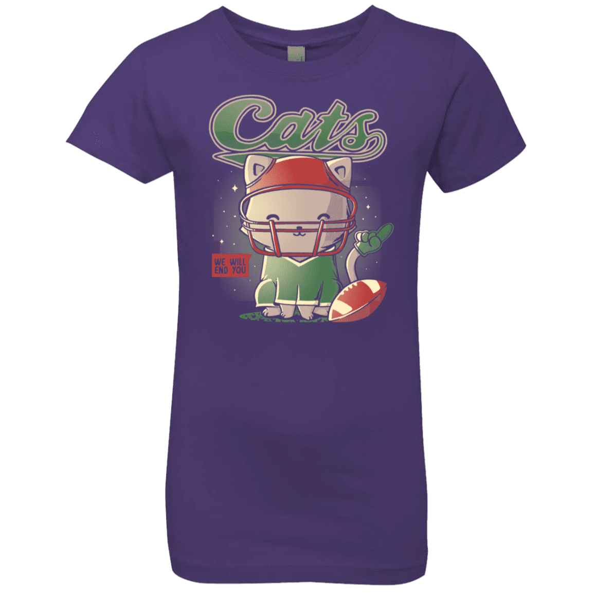 T-Shirts Purple Rush / YXS Cats Football Girls Premium T-Shirt